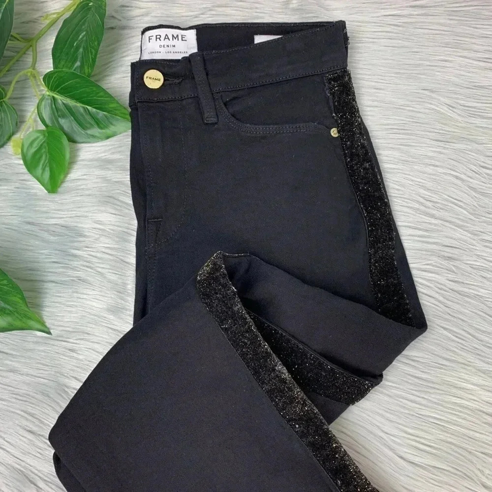 FRAME DENIM Le High Straight Jeans Velvet Tux Ray Stagger Women's Size 25 - Picture 6 of 13